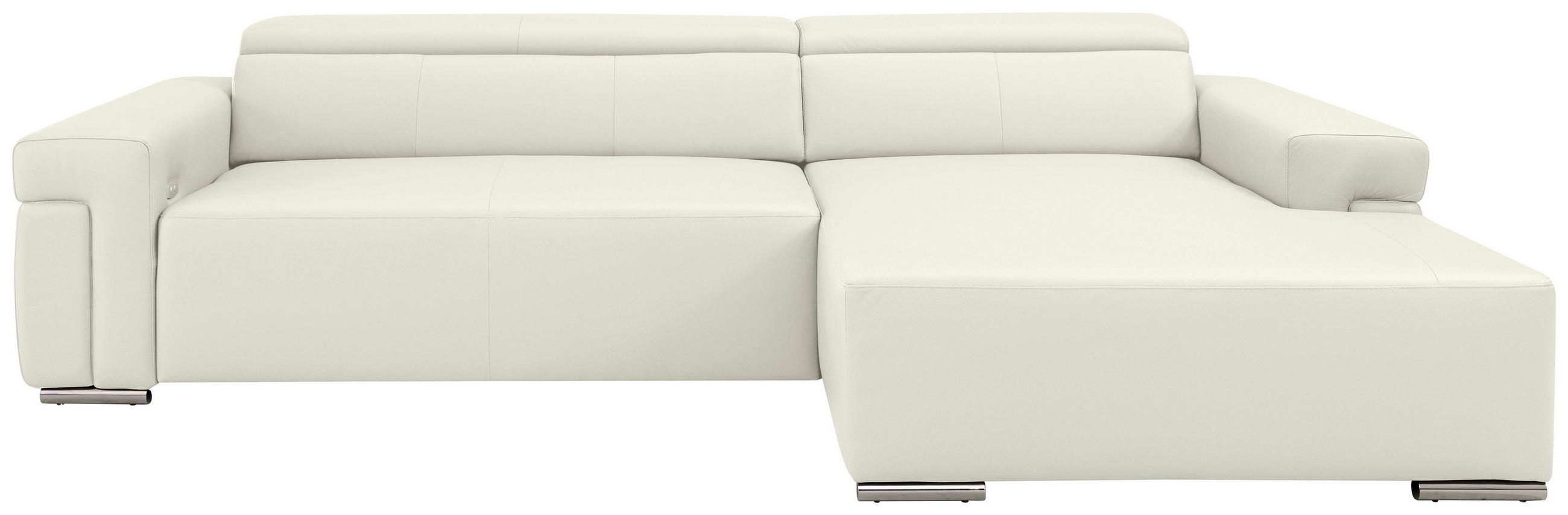 Ecksofa inkl. Funktion DUA Weiß Echtleder  - Chromfarben/Weiß, Design, Leder/Metall (293/170cm) - Novel