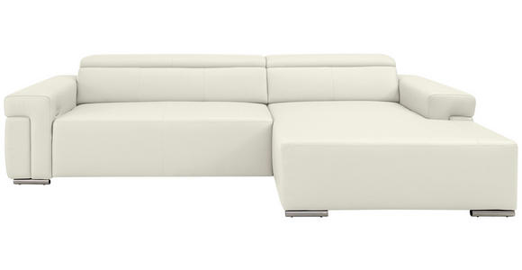 ECKSOFA DUA in Echtleder Weiß  293/170 cm  - Chromfarben/Weiß, Design, Leder/Metall (293/170cm) - Novel