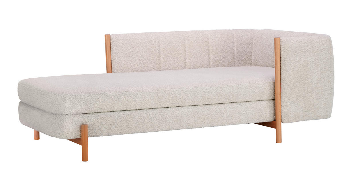 RÉCAMIERE Creme Plüsch  - Creme/Naturfarben, Design, Holz/Textil (216/90/109cm) - Niels Andersson