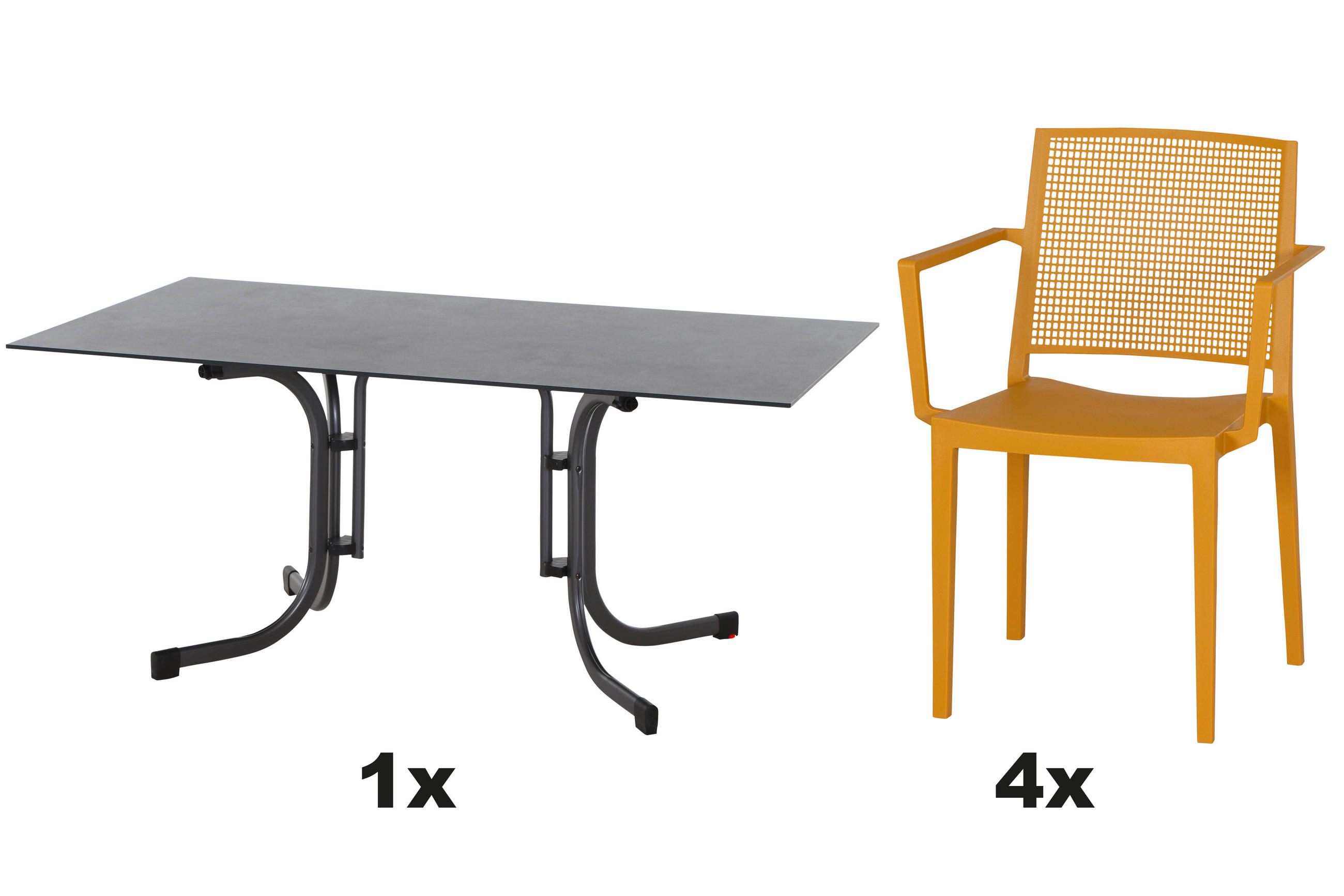 GARTENGARNITUR 5-teilig  - Gelb, Basics, Holzwerkstoff/Kunststoff (90/80/160cm) - Siena Garden