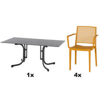 GARTENGARNITUR 5-teilig Stahl  - Gelb, Basics, Kunststoff/Metall (90/80/160cm) - Siena Garden