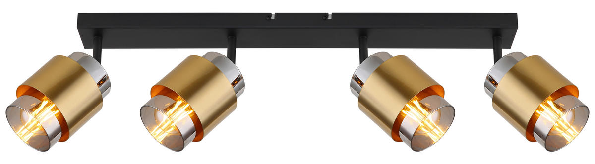 STRAHLER 65/10/12,5 cm   - Messingfarben/Schwarz, Design, Glas/Metall (65/10/12,5cm) - Globo