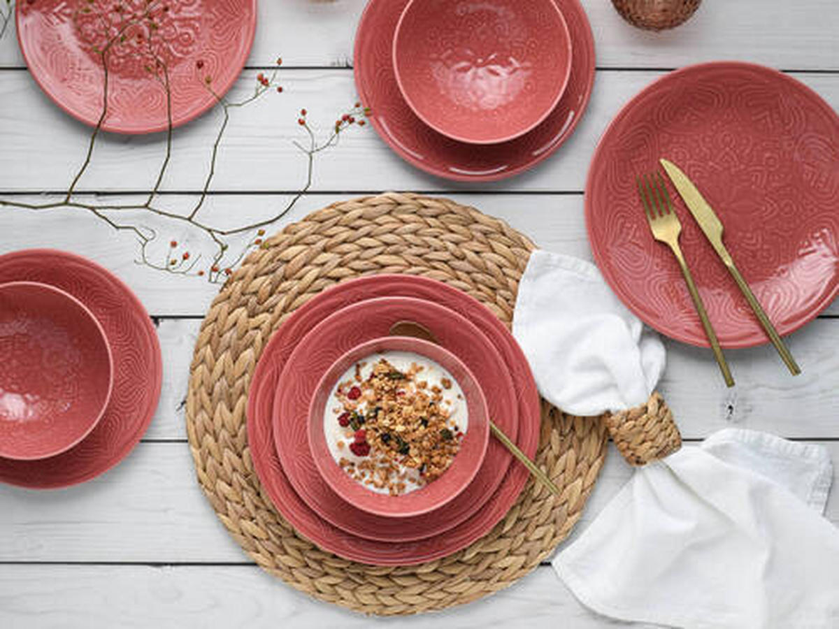SERVIS 18 delar  - mörkrosa, Trend, keramik - Creatable