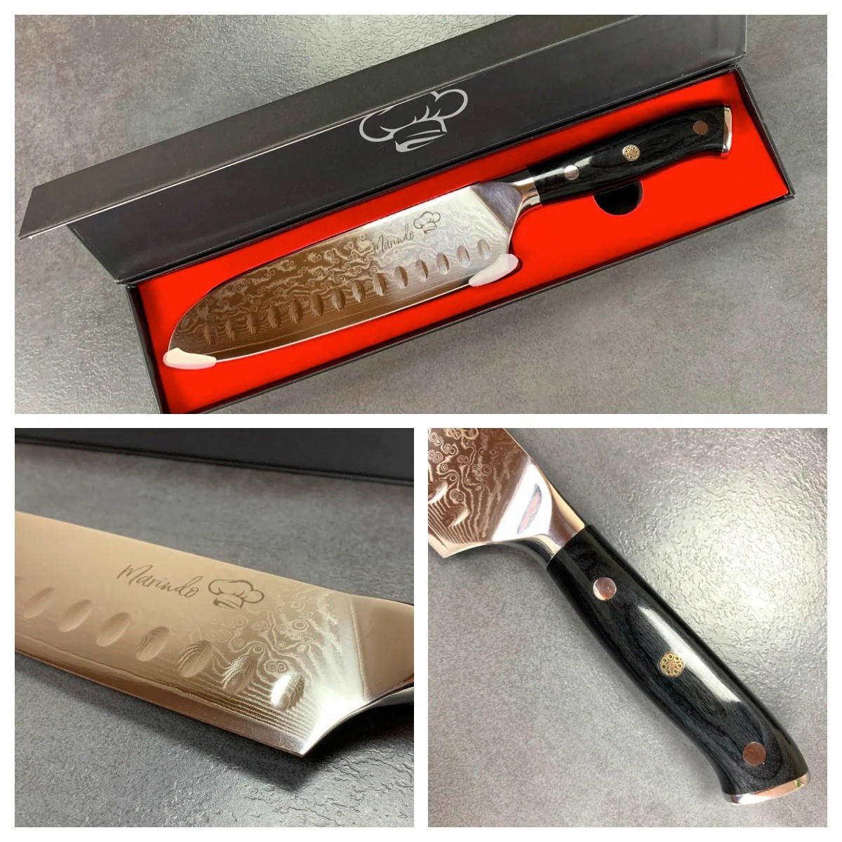 SANTOKU NOŽ  Marindo            - boje oplemenjenog čelika/crna, Basics, drvo/metal
