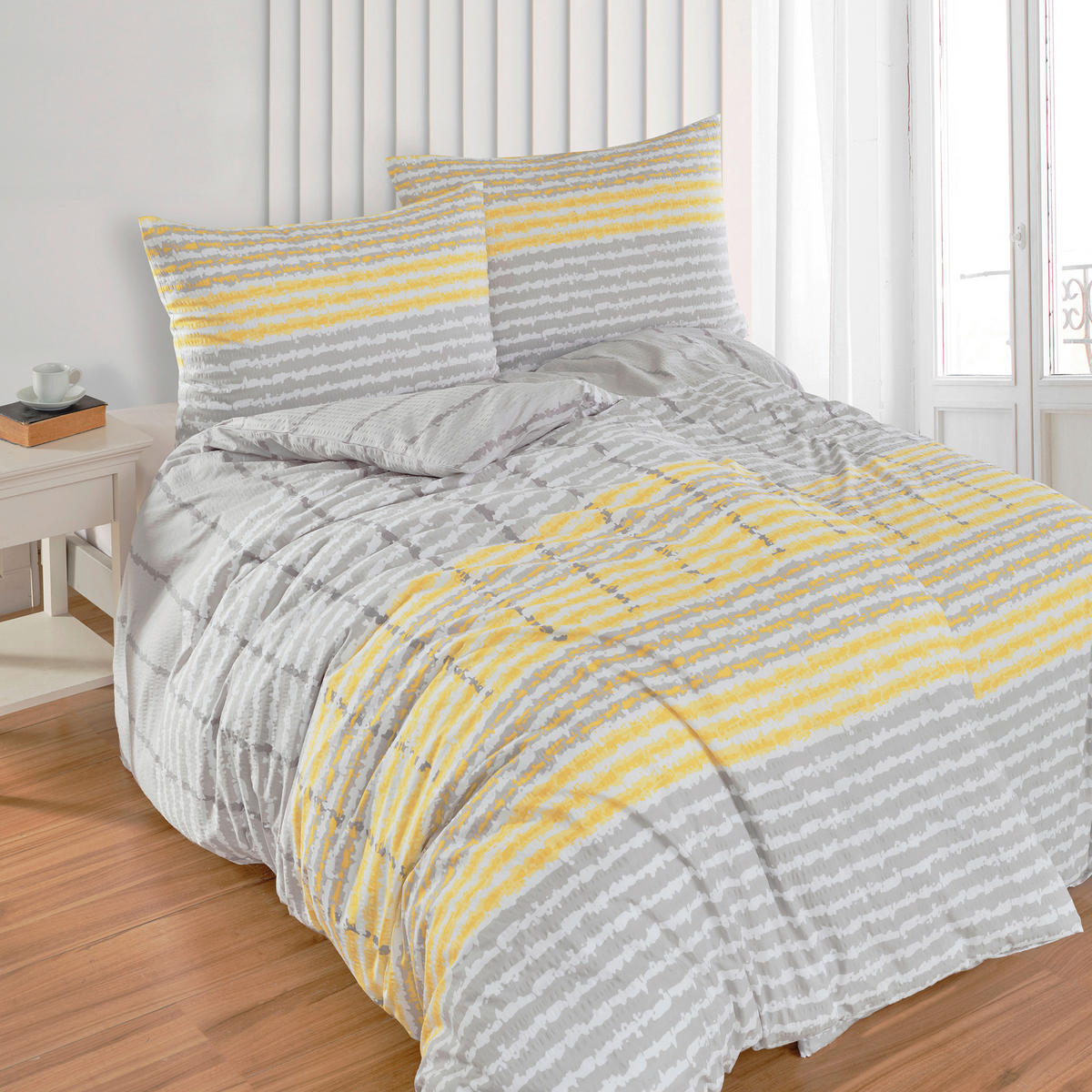 BETTWÄSCHE 2-teilig Seersucker 140/200 cm  - Gelb, Basics, Textil (140/200cm) - Florella