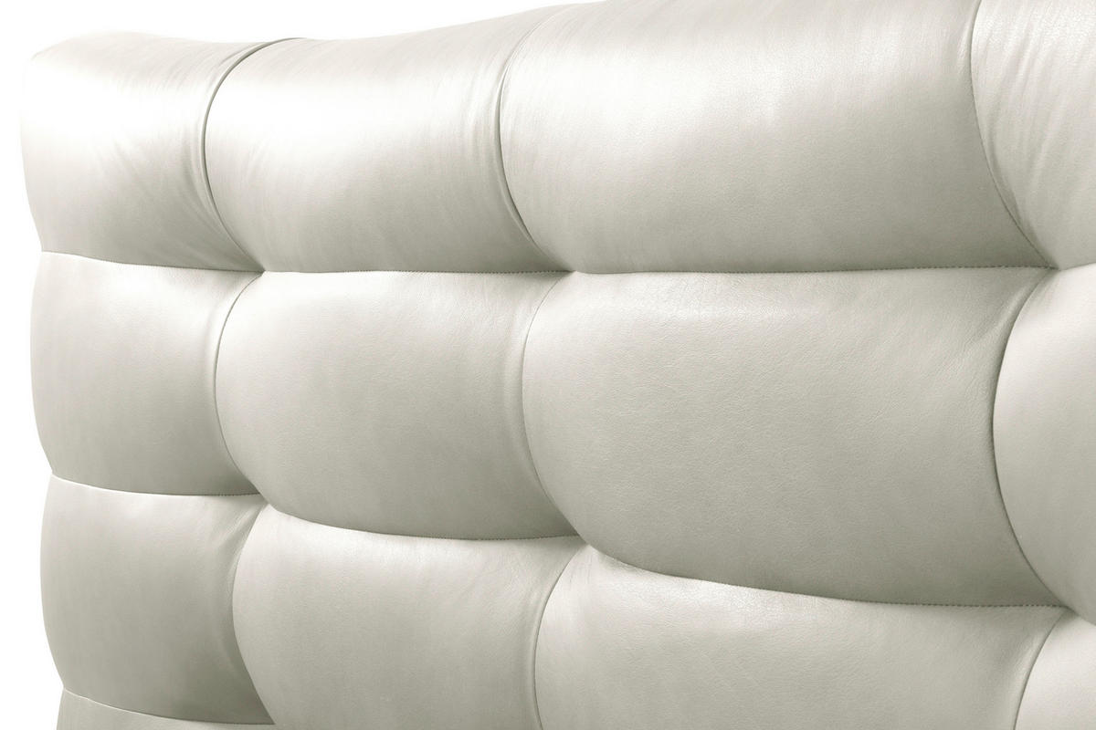 POLSTERBETT gepolstertes Kopfteil Creme 180/200 cm  - Creme/Schwarz, Design, Leder/Metall (180/200cm) - Esposa