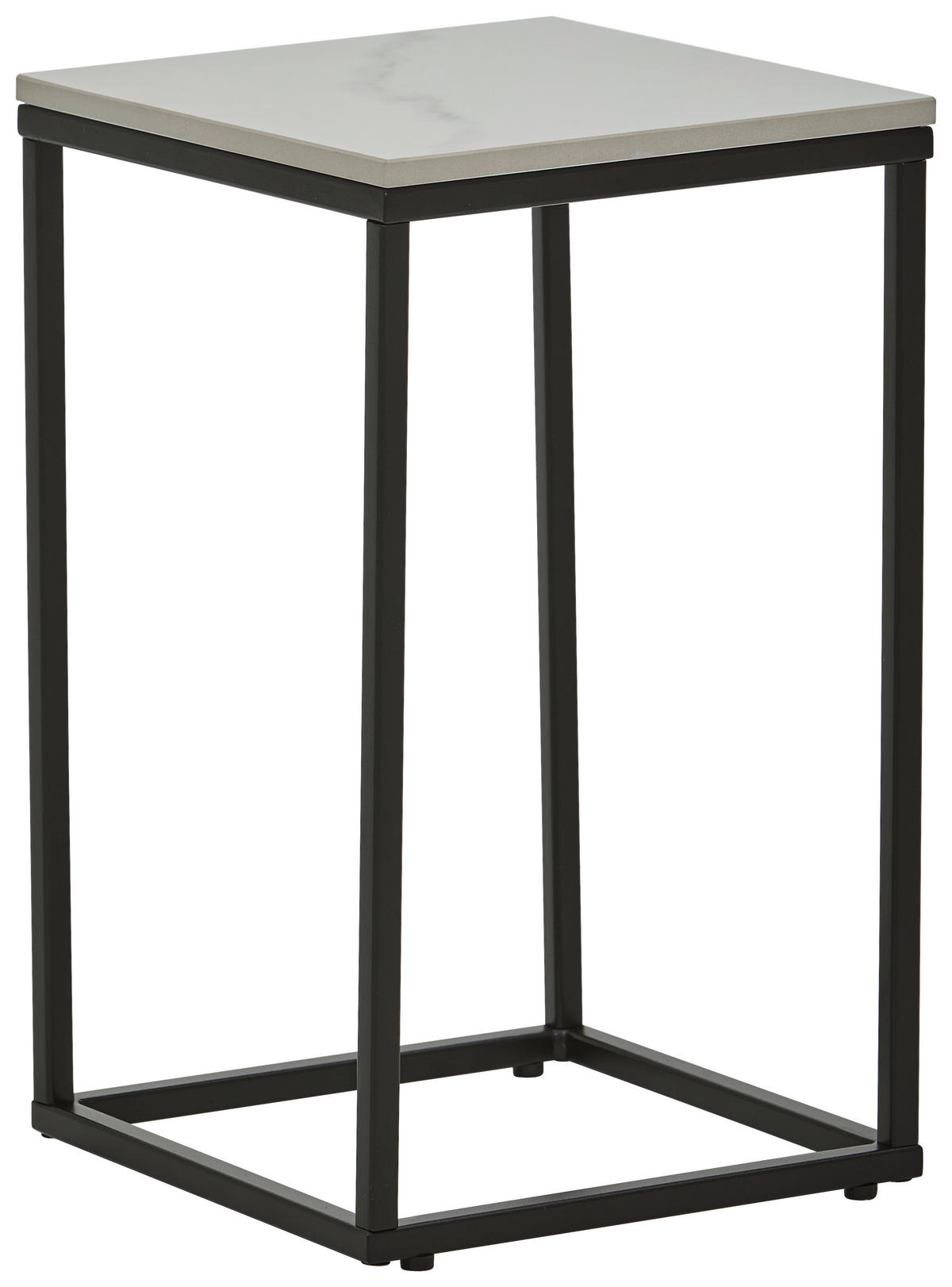 BEISTELLTISCH 25/25/40 cm Schwarz, Weiß quadratisch  - Schwarz/Weiß, Trend, Keramik/Metall (25/25/40cm) - Novel