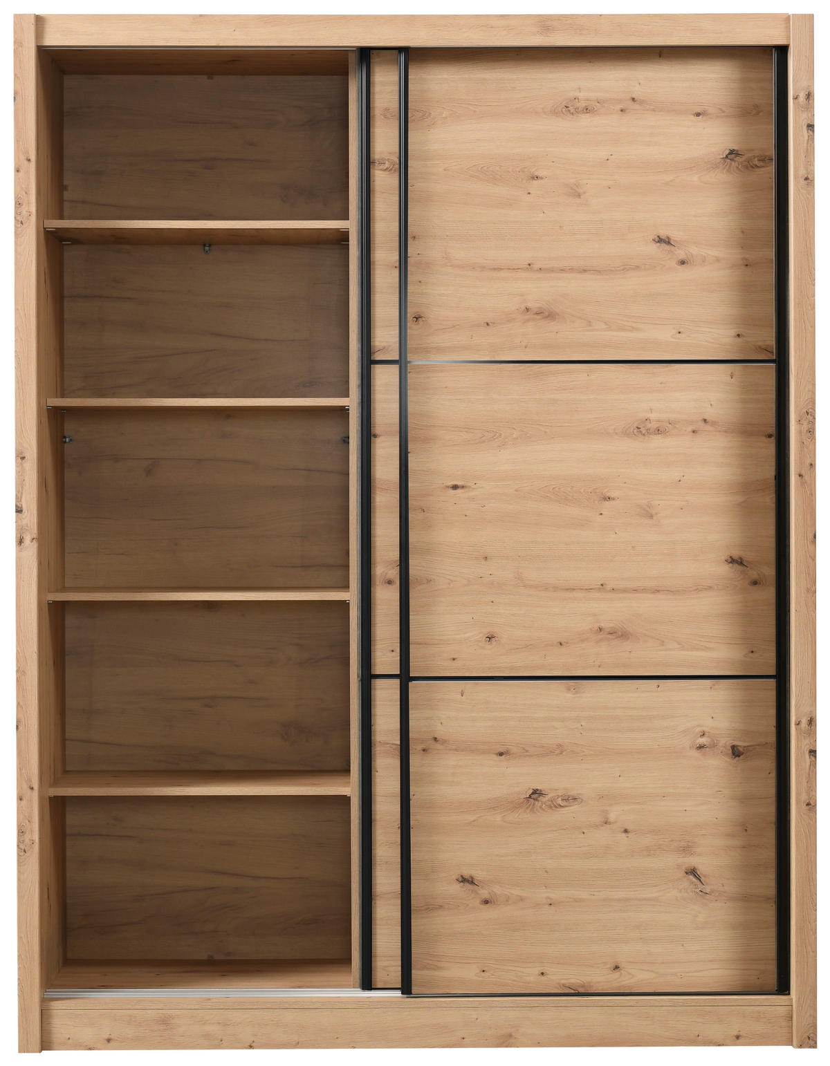 SCHIEBETÜRENSCHRANK 166/215,5/60 cm 2-türig Eiche Artisan  - Schwarz/Eiche Artisan, Basics, Holzwerkstoff/Metall (166/215,5/60cm) - Xora