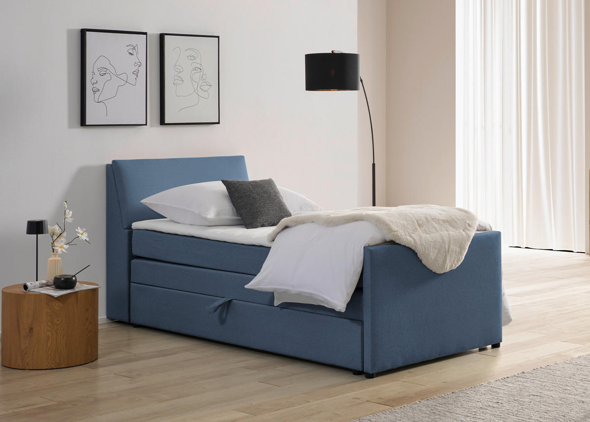 BOXSPRINGBETT 100/200 cm  in Blaugrau  - Blaugrau, Modern, Holz/Textil (100/200cm) - MID.YOU