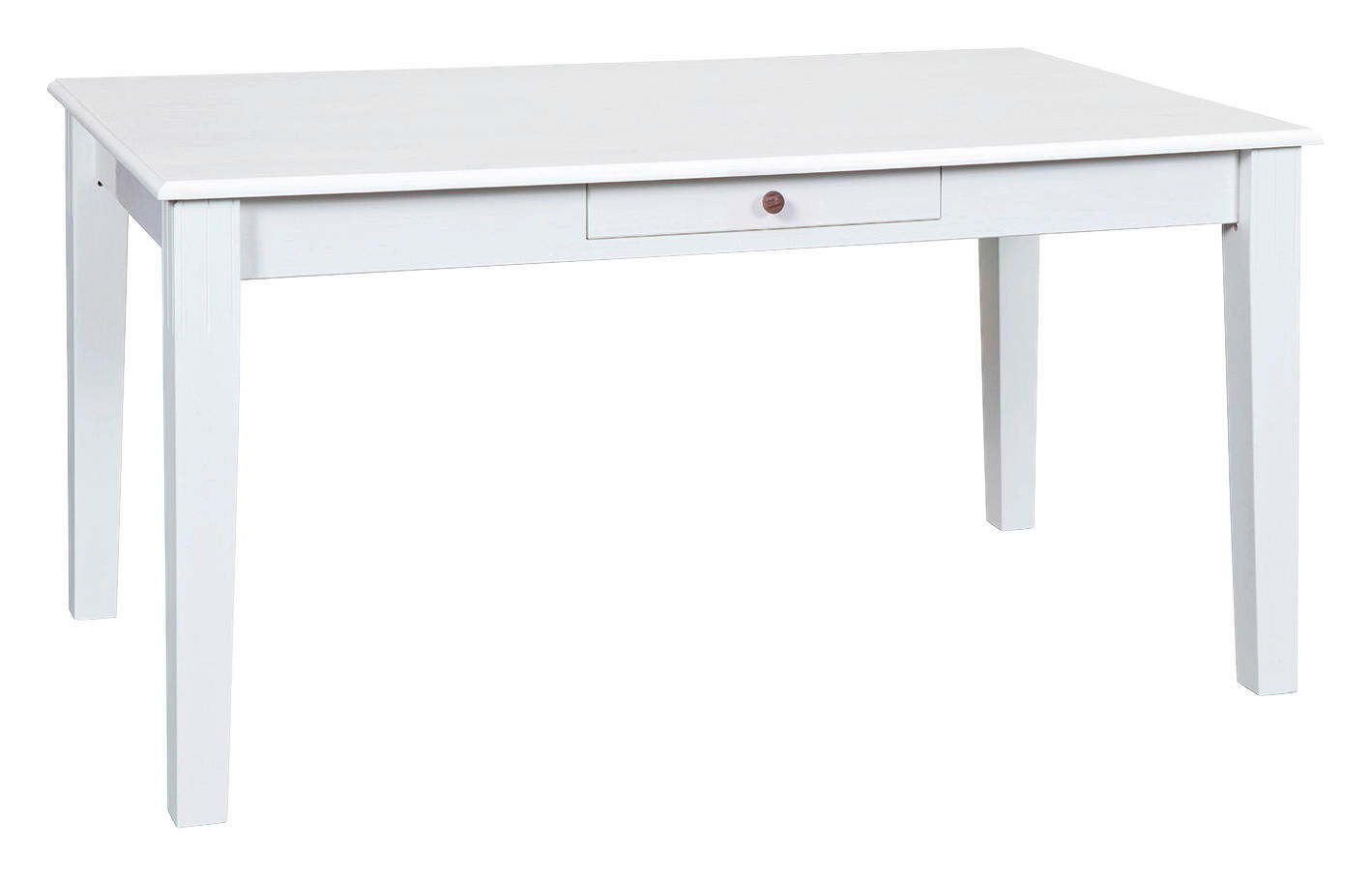 Esstisch Echtholz Westerland 160x90 cm Weiß mit Lade
