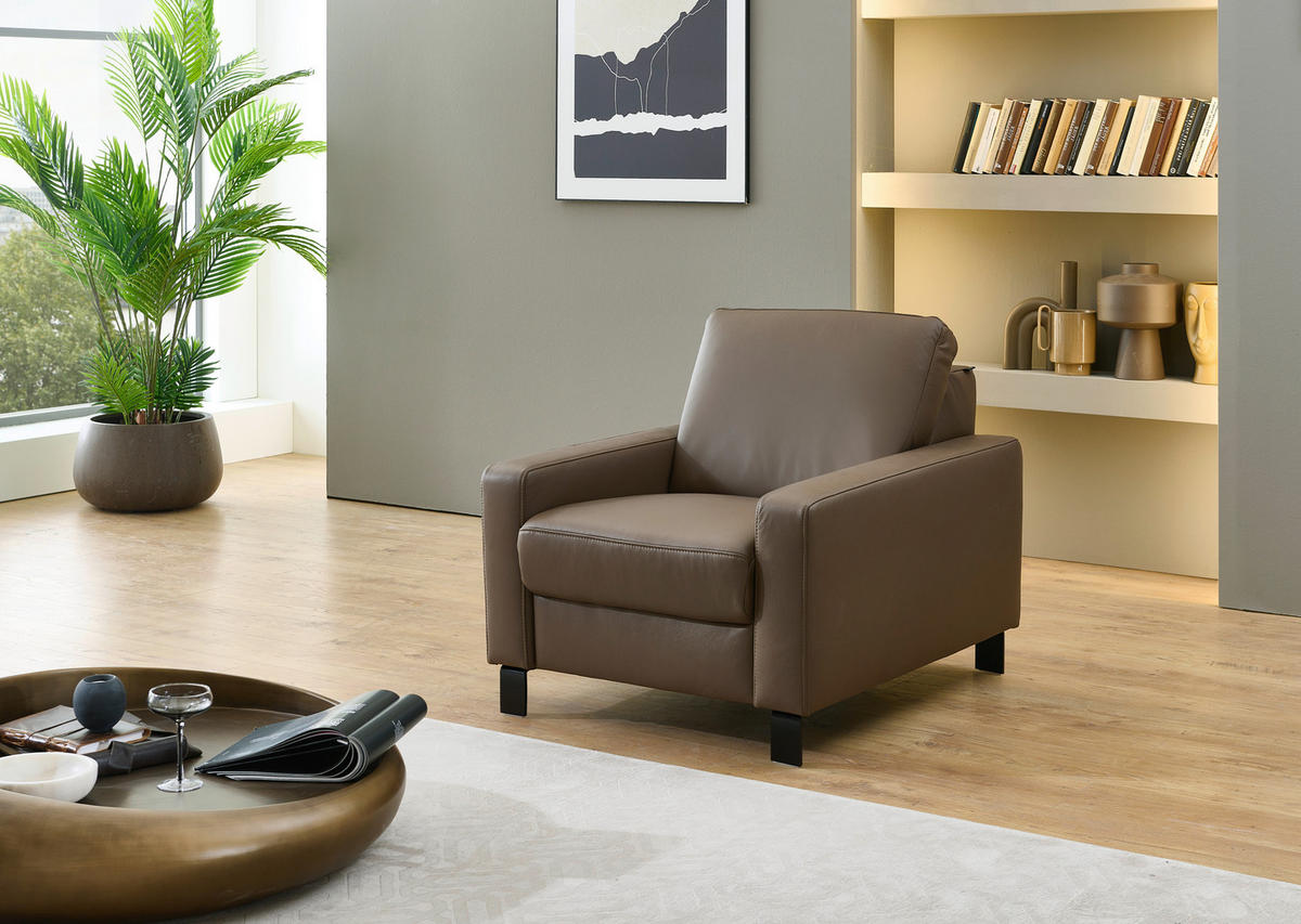 ECKSOFA Echtleder Braun  - Schwarz/Braun, Konventionell, Leder/Metall (306/243cm) - Dieter Knoll