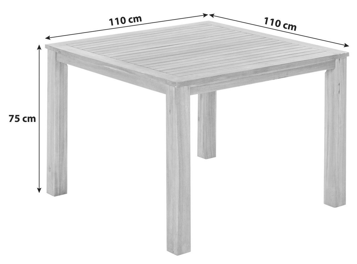 GARTENTISCH 110/110/75 cm Holz rechteckig  - Akaziefarben, ROMANTIK / LANDHAUS, Holz (110/110/75cm) - Gardenson