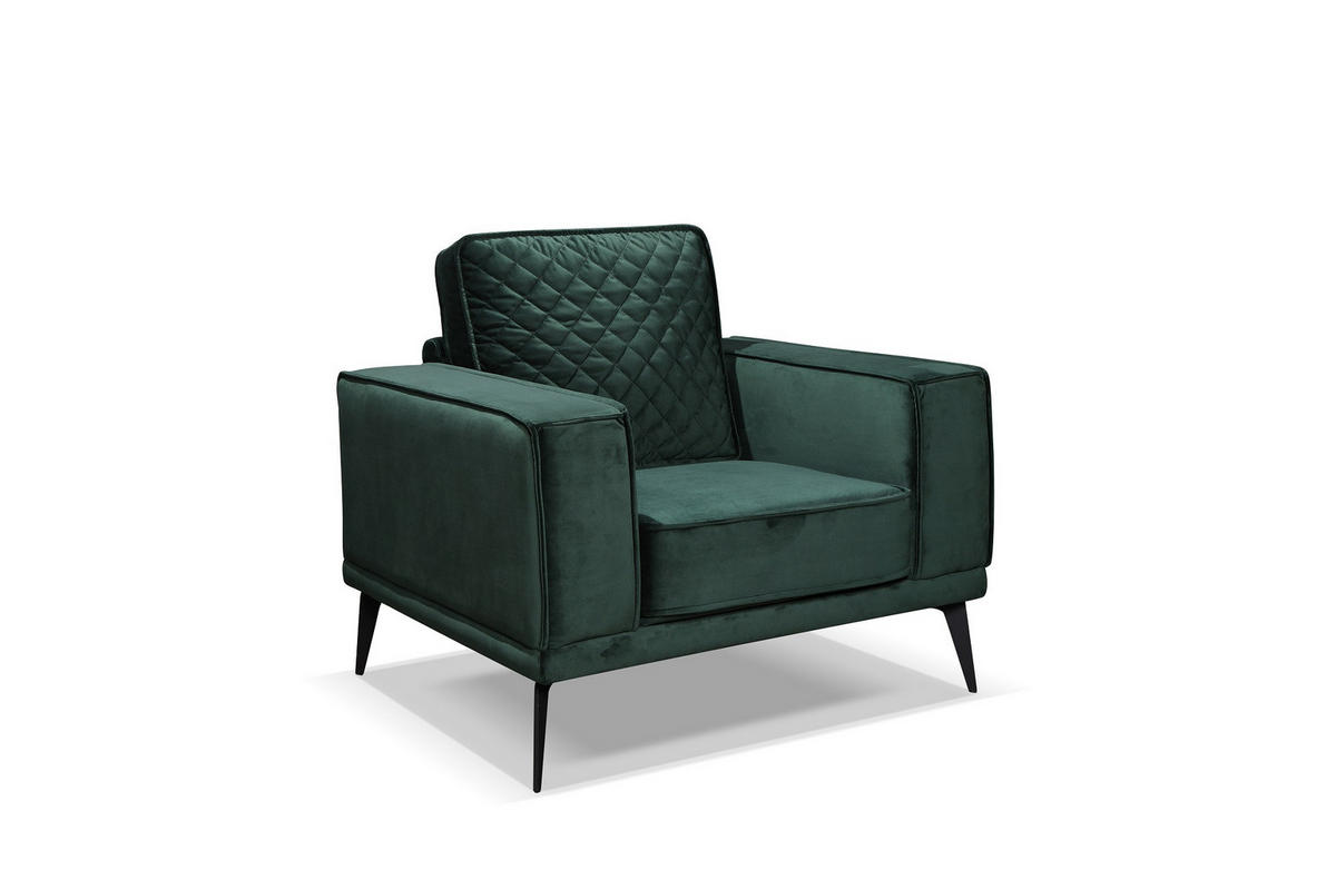FOTELJA drvo, metal, tekstil  tamno zelena   - tamno zelena/crna, Trend, drvo/metal (96/84/88cm) - Xora