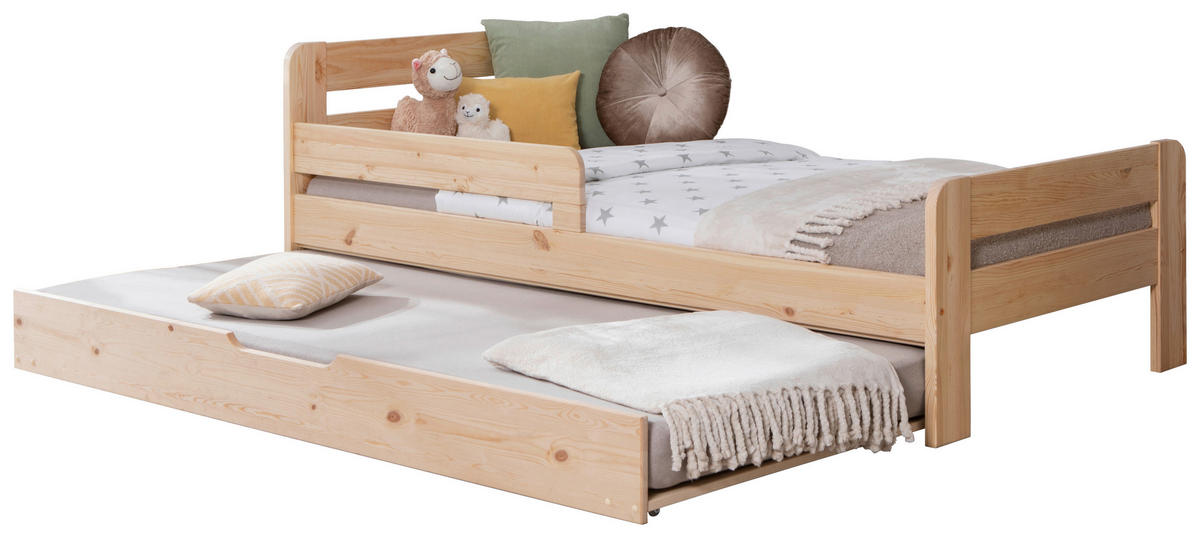Bett Bennet mit Ausziehbett 90/200 cm Naturfarben  - Naturfarben, Modern, Holz (90/200cm) - MID.YOU