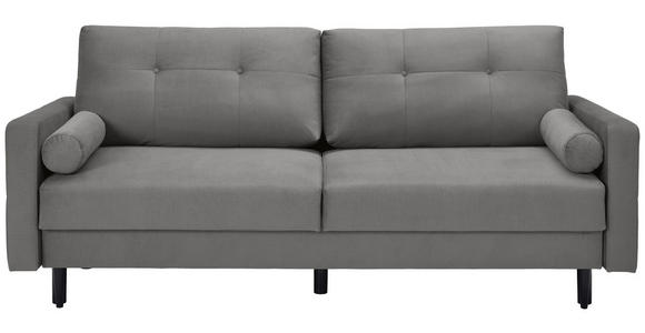SCHLAFSOFA in Samt Grau - Schwarz/Grau, KONVENTIONELL, Holz/Textil (220/95/98cm) - Carryhome