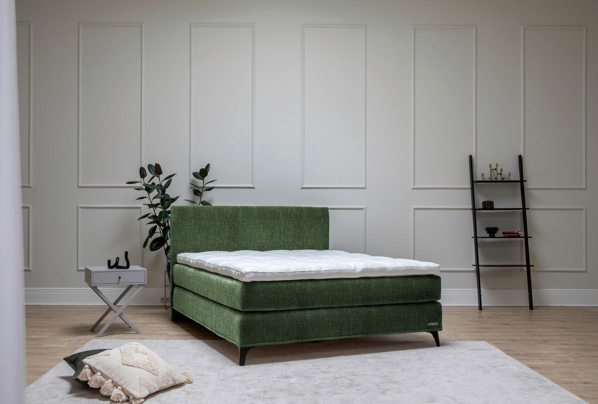 BOXSPRINGBETT 200/220 cm  in Grün  - Schwarz/Grün, KONVENTIONELL, Holz/Textil (200/220cm) - Sjöholm
