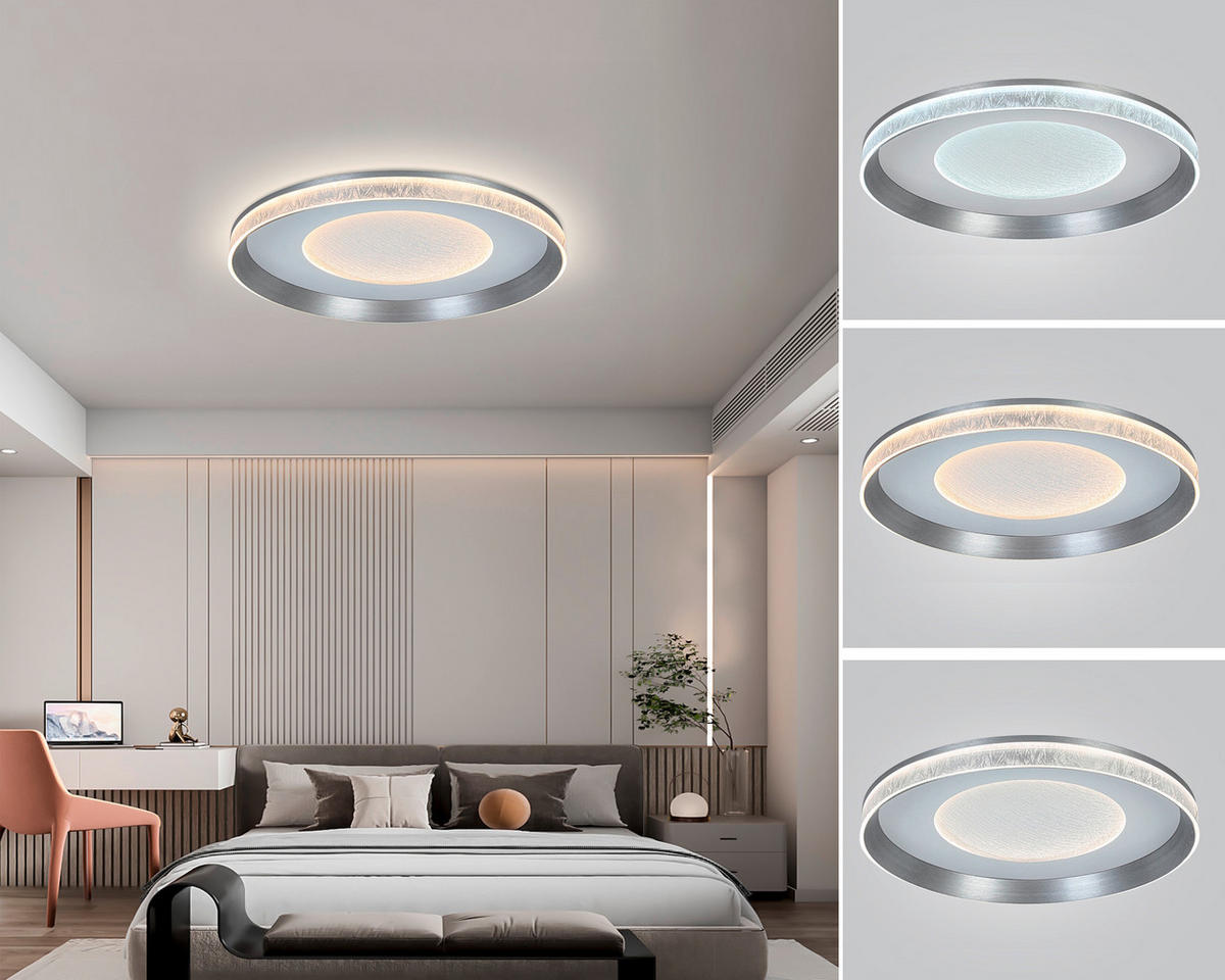 STROPNÍ LED SVÍTIDLO, 50/9 cm  - bílá/průhledné, Design, kov/plast (50/9cm) - Novel