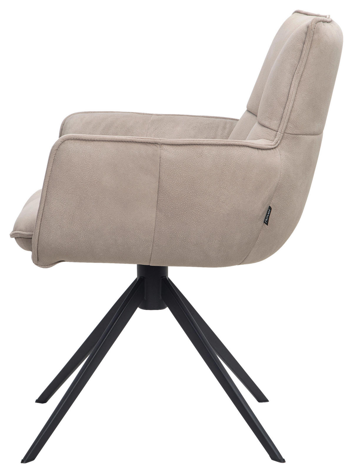 ARMLEHNSTUHL  Sitzfläche 360° drehbar, inklusive Armlehnen, automatische Rückholfunktion Webstoff  Beige  - Beige/Schwarz, Design, Textil/Metall (63/88,5/64cm) - Novel
