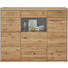 HIGHBOARD Eiche furniert, massiv geölt Eichefarben - Edelstahlfarben/Eichefarben, KONVENTIONELL, Glas/Holz (154/121/39cm) - Cantus