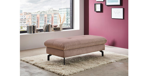 HOCKER in Textil Altrosa - Schwarz/Altrosa, Design, Textil/Metall (132/45/68cm) - Carryhome