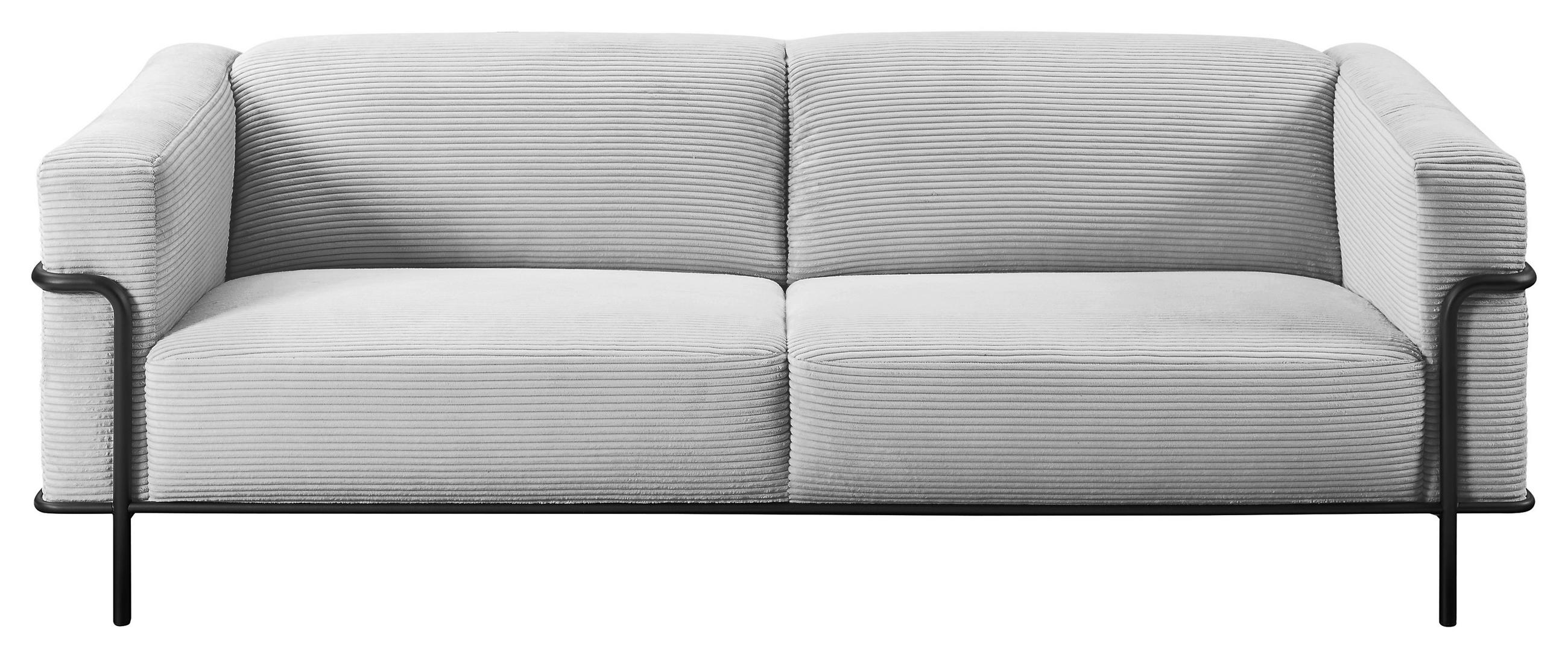 2,5-SITZER Cord Grau  - Schwarz/Grau, Design, Textil/Metall (216/67/96cm) - Johann Jakob