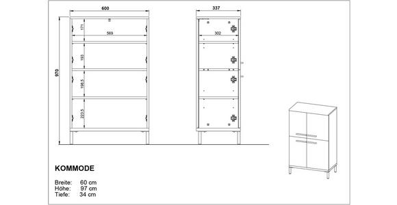 HIGHBOARD melaminharzbeschichtet  - Kaschmir/Nussbaumfarben, MODERN, Holzwerkstoff/Metall (60/97/34cm) - Xora