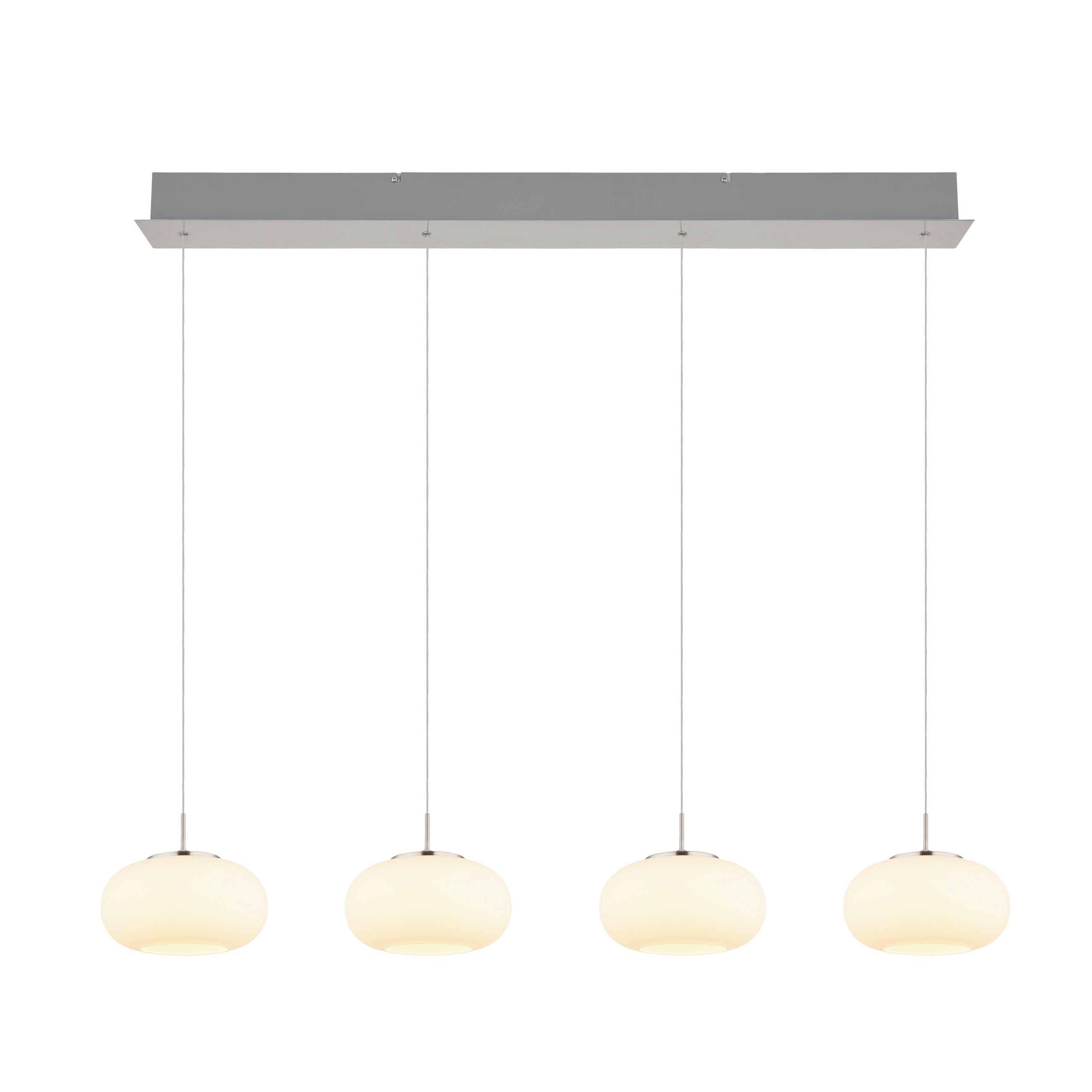 LED-HÄNGELEUCHTE Luton 110/20/150 cm   - Nickelfarben, KONVENTIONELL, Glas/Metall (110/20/150cm) - Novel