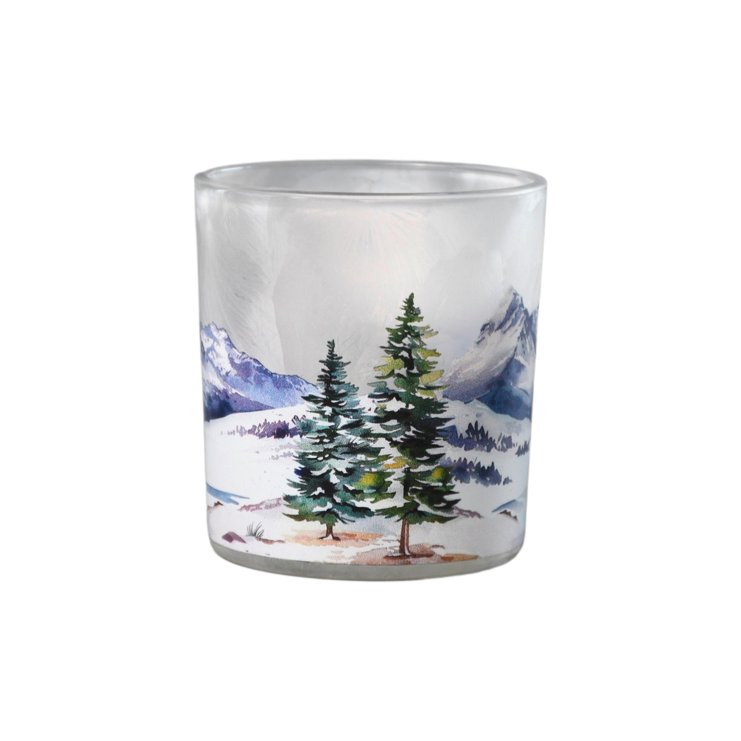 TEELICHTGLAS - Weiß/Hellblau, Basics, Glas (7,3/8cm) - Ambia Home