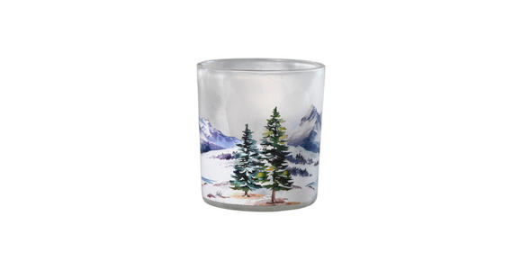 TEELICHTGLAS - Weiß/Hellblau, Basics, Glas (7,3/8cm) - Ambia Home