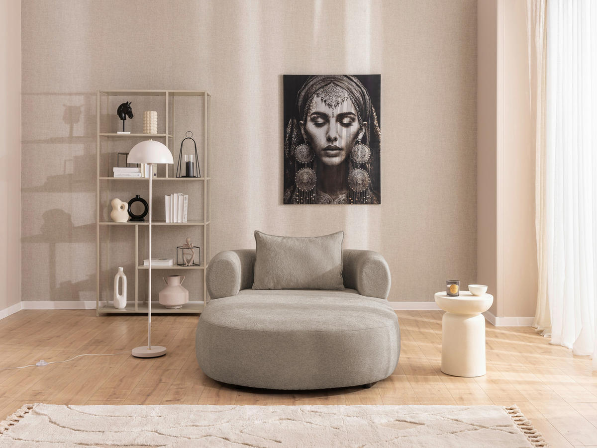XXL-SESSEL Chenille Hellbraun    - Hellbraun/Schwarz, Design, Kunststoff/Textil (122/76/156cm) - Livetastic