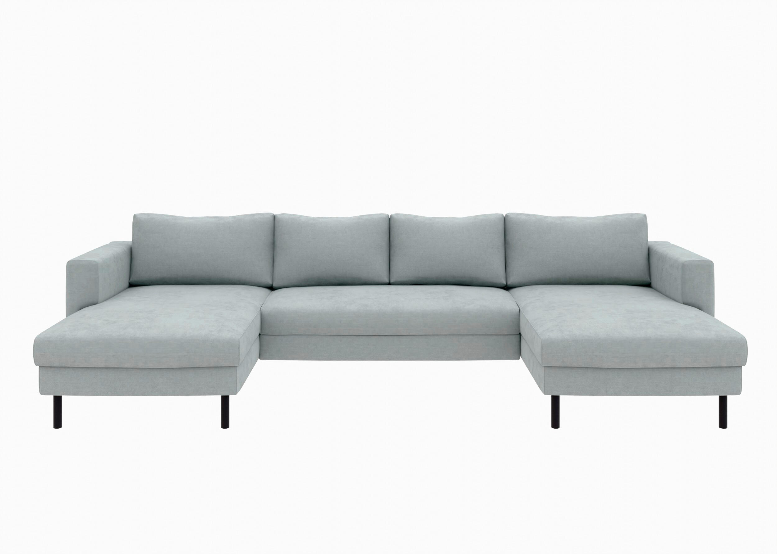 WOHNLANDSCHAFT Grau Struktur  - Schwarz/Grau, MODERN, Textil/Metall (161/306/161cm) - Trendmanufaktur