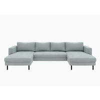 WOHNLANDSCHAFT Grau Struktur  - Schwarz/Grau, MODERN, Textil/Metall (161/306/161cm) - Trendmanufaktur