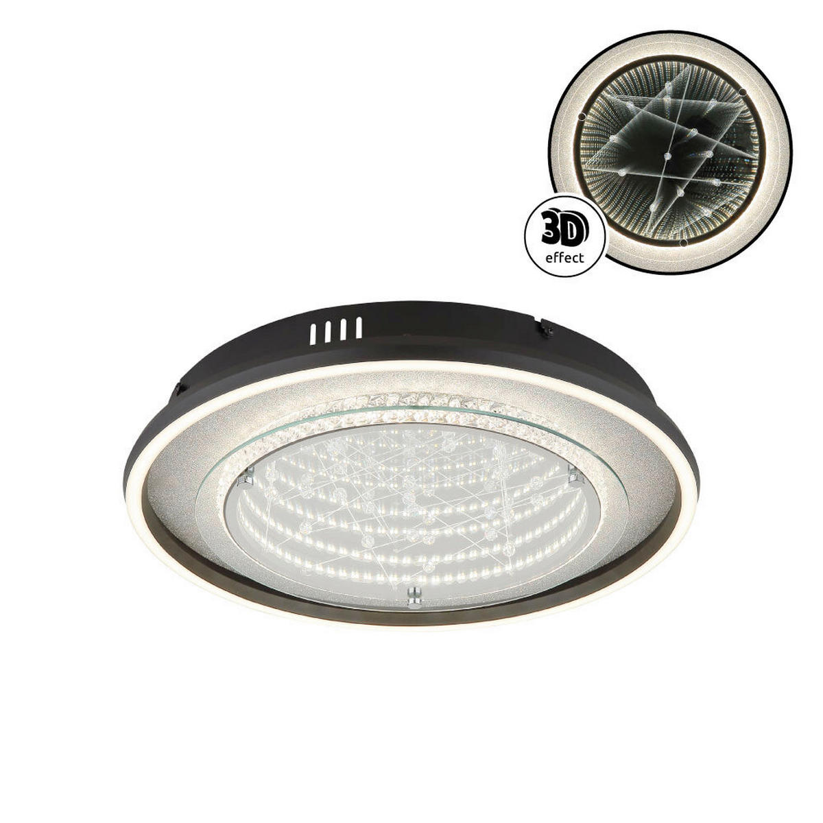 LED-DECKENLEUCHTE 40/6,8 cm   - Klar/Silberfarben, Design, Glas/Kunststoff (40/6,8cm) - Globo