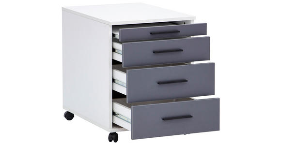 ROLLCONTAINER 43/56/61.5 cm  - Schwarz/Weiß, Basics, Holzwerkstoff/Kunststoff (43/56/61.5cm) - Carryhome