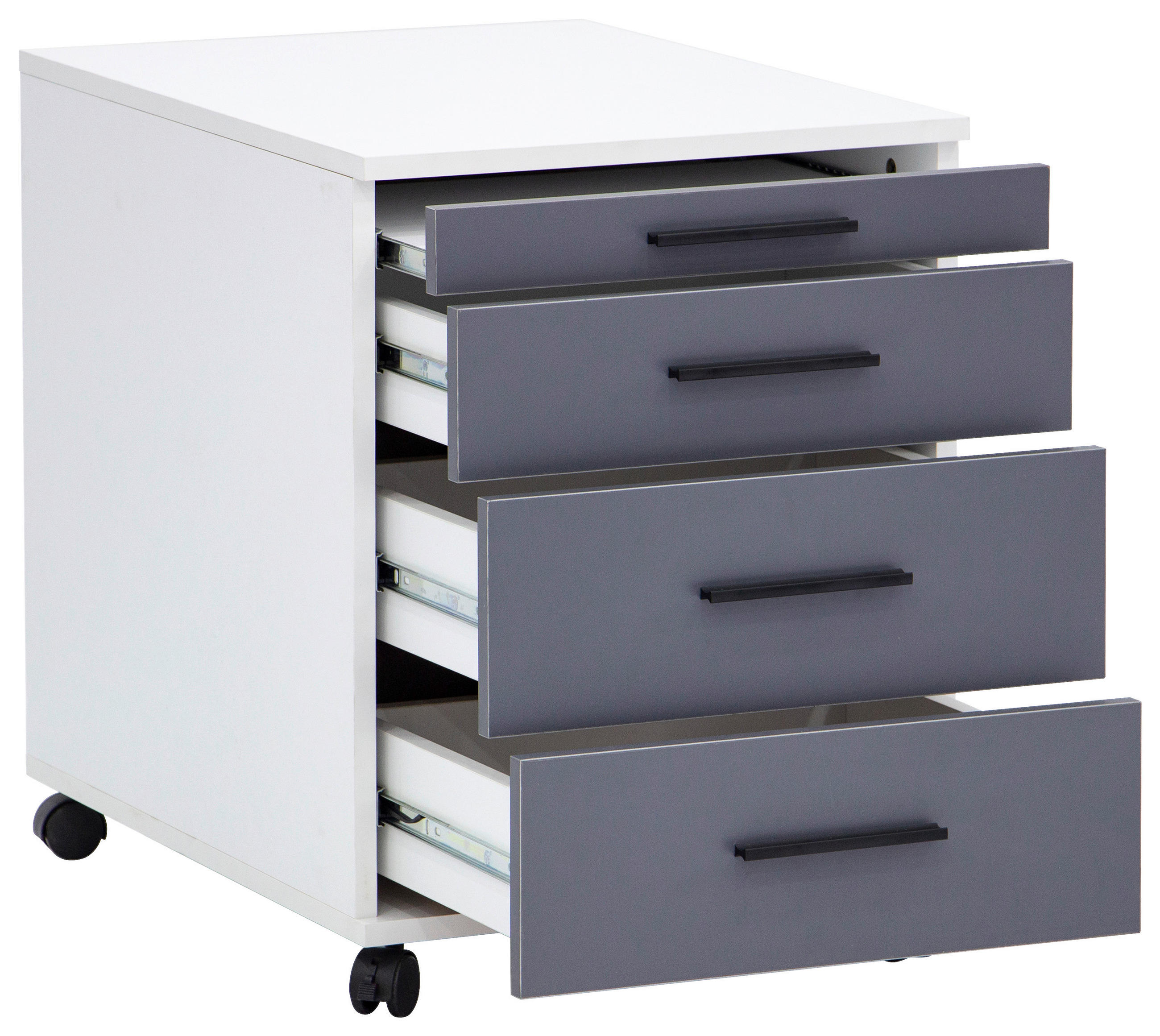 ROLLCONTAINER 43/56/61.5 cm  - Weiss/Schwarz, Basics, Holzwerkstoff/Kunststoff (43/56/61.5cm) - Carryhome