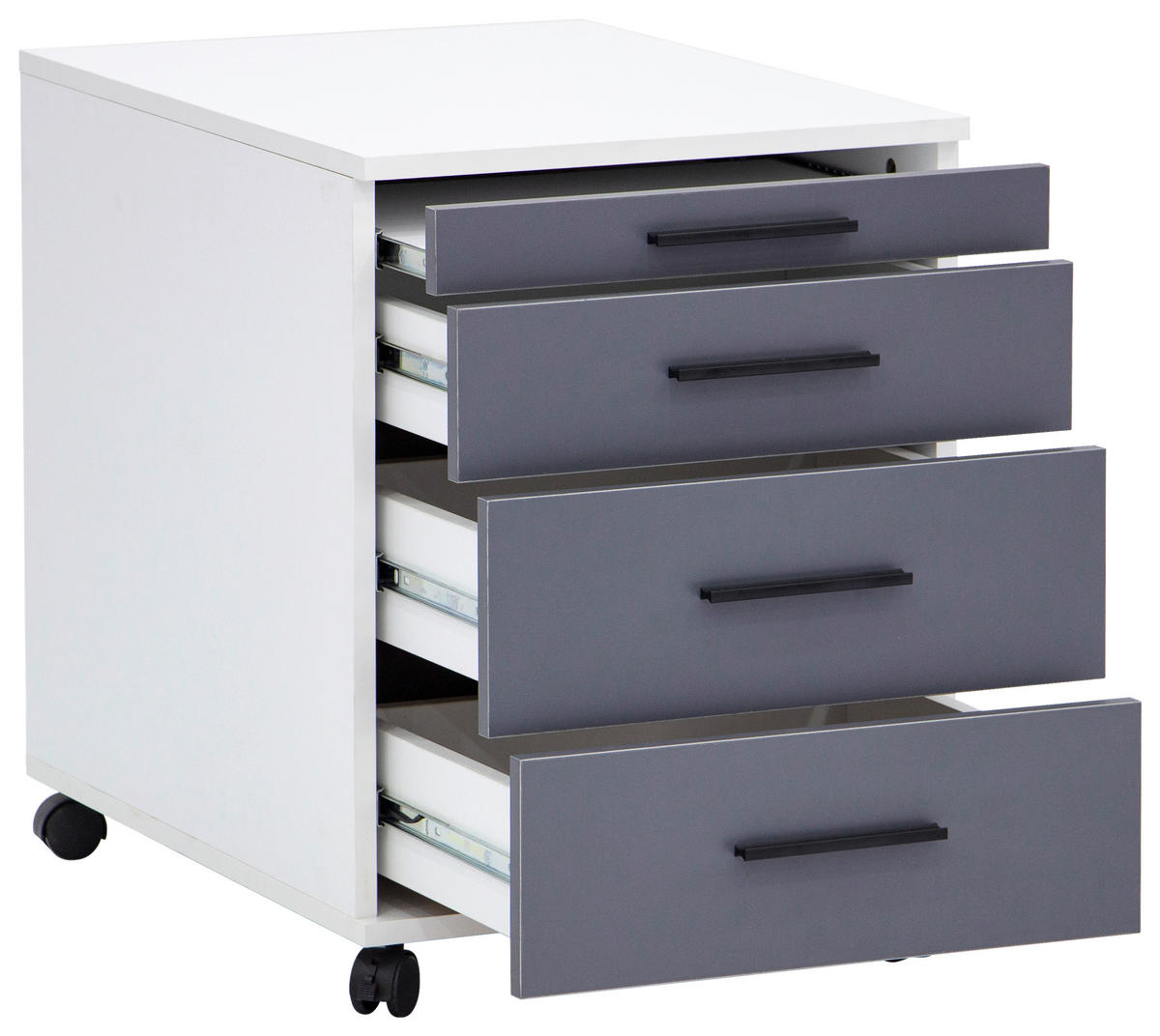 ROLLCONTAINER 43/56/61.5 cm  - Weiss/Schwarz, Basics, Holzwerkstoff/Kunststoff (43/56/61.5cm) - Carryhome