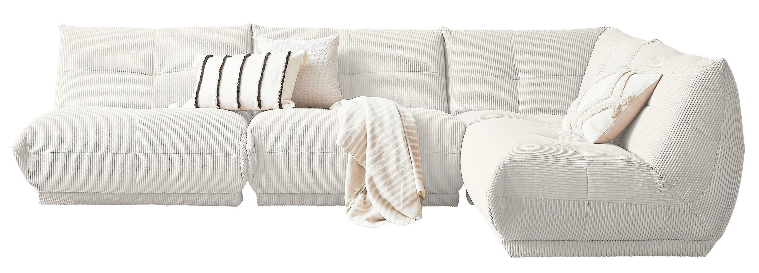 ECKSOFA in Cord Weiss  - Weiss, Trend, Textil (315/210cm) - Livetastic