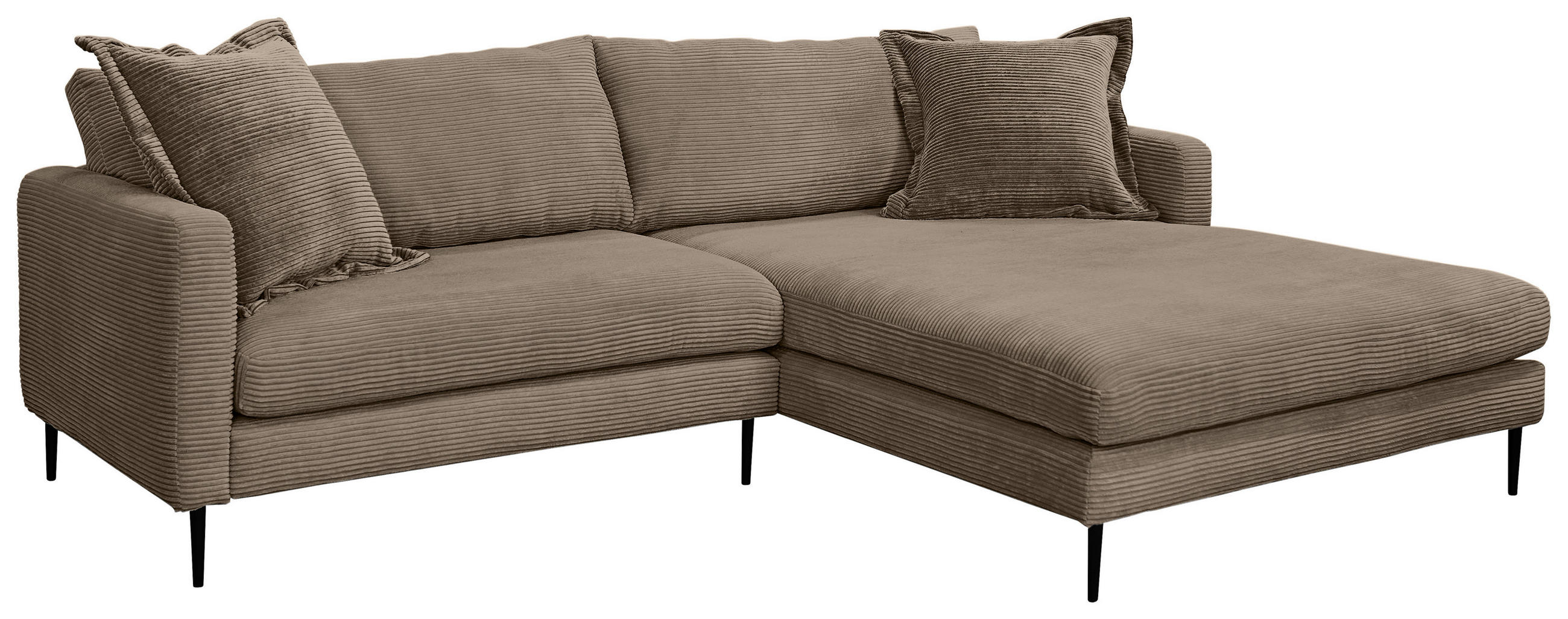 ECKSOFA in Cord Braun  268/193 cm  - Schwarz/Braun, Design, Textil/Metall (268/193cm) - P & B
