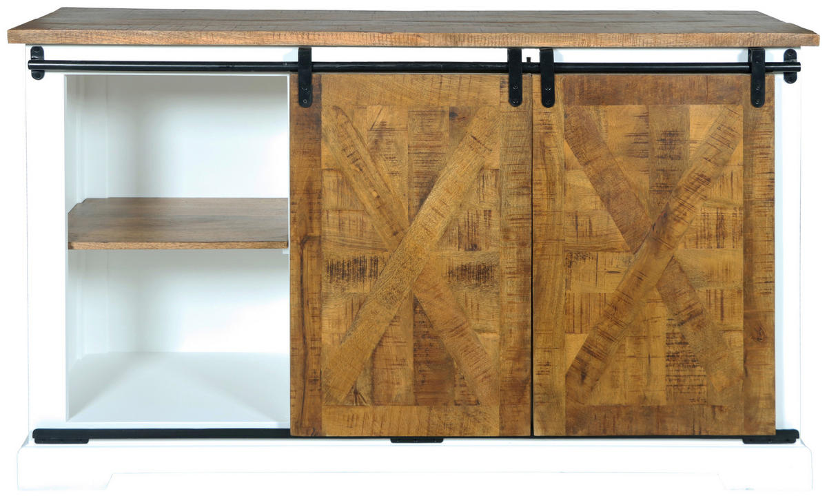 KOMODA   150/85/45 cm   prirodne boje, crna, bijela  - bijela/prirodne boje, Lifestyle, drvni materijal/metal (150/85/45cm) - MID.YOU