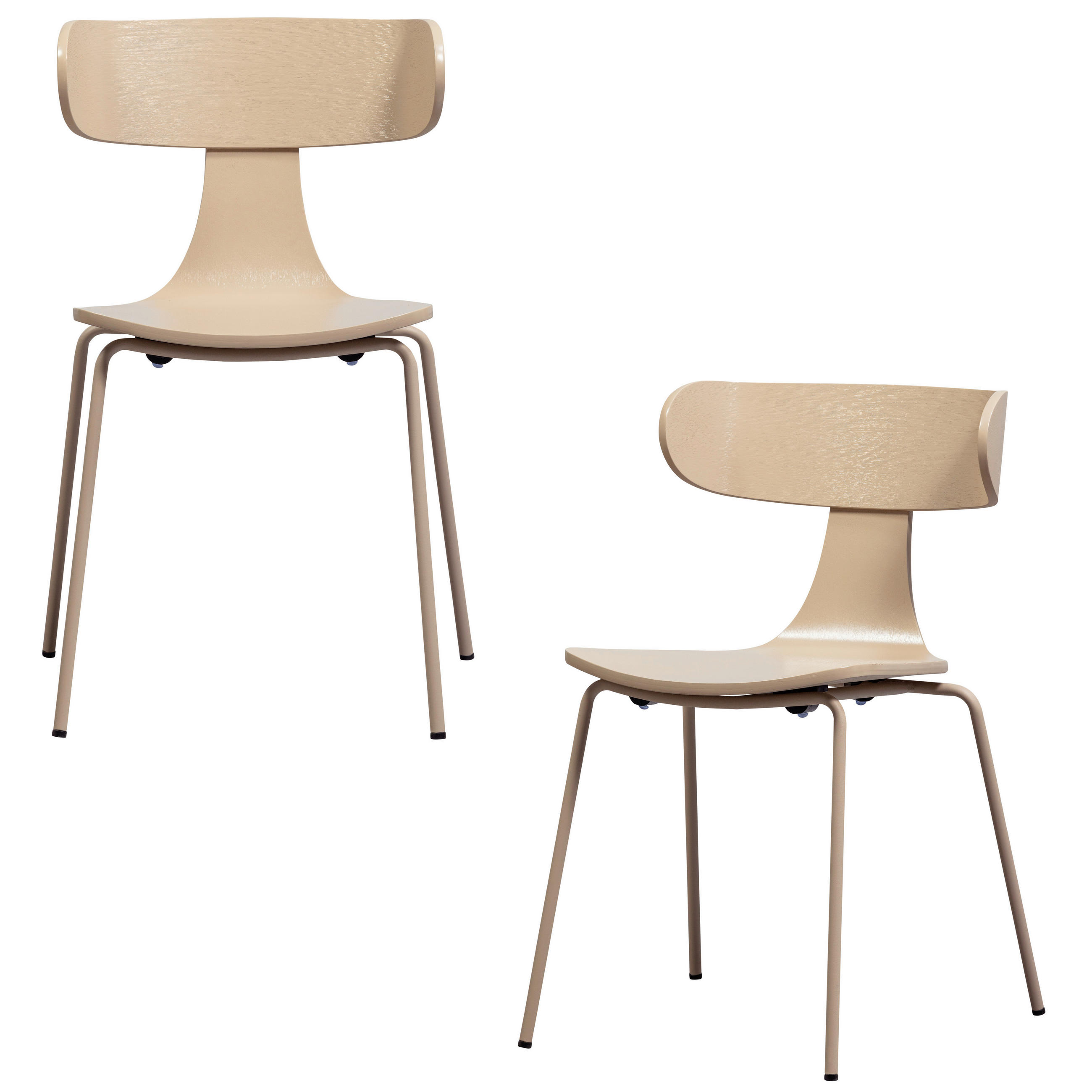 STUHL-SET 2 Stück stapelbar, abwischbar   - Sandfarben, Design, Holz/Metall (50/77,5/52cm) - Livetastic