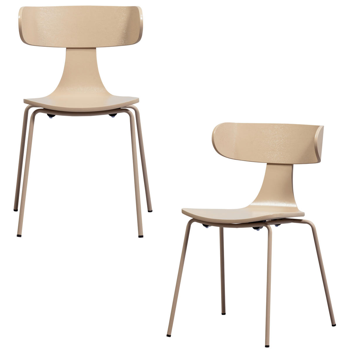 STUHL-SET 2 Stück stapelbar, abwischbar   - Sandfarben, Design, Holz/Metall (50/77,5/52cm) - Livetastic