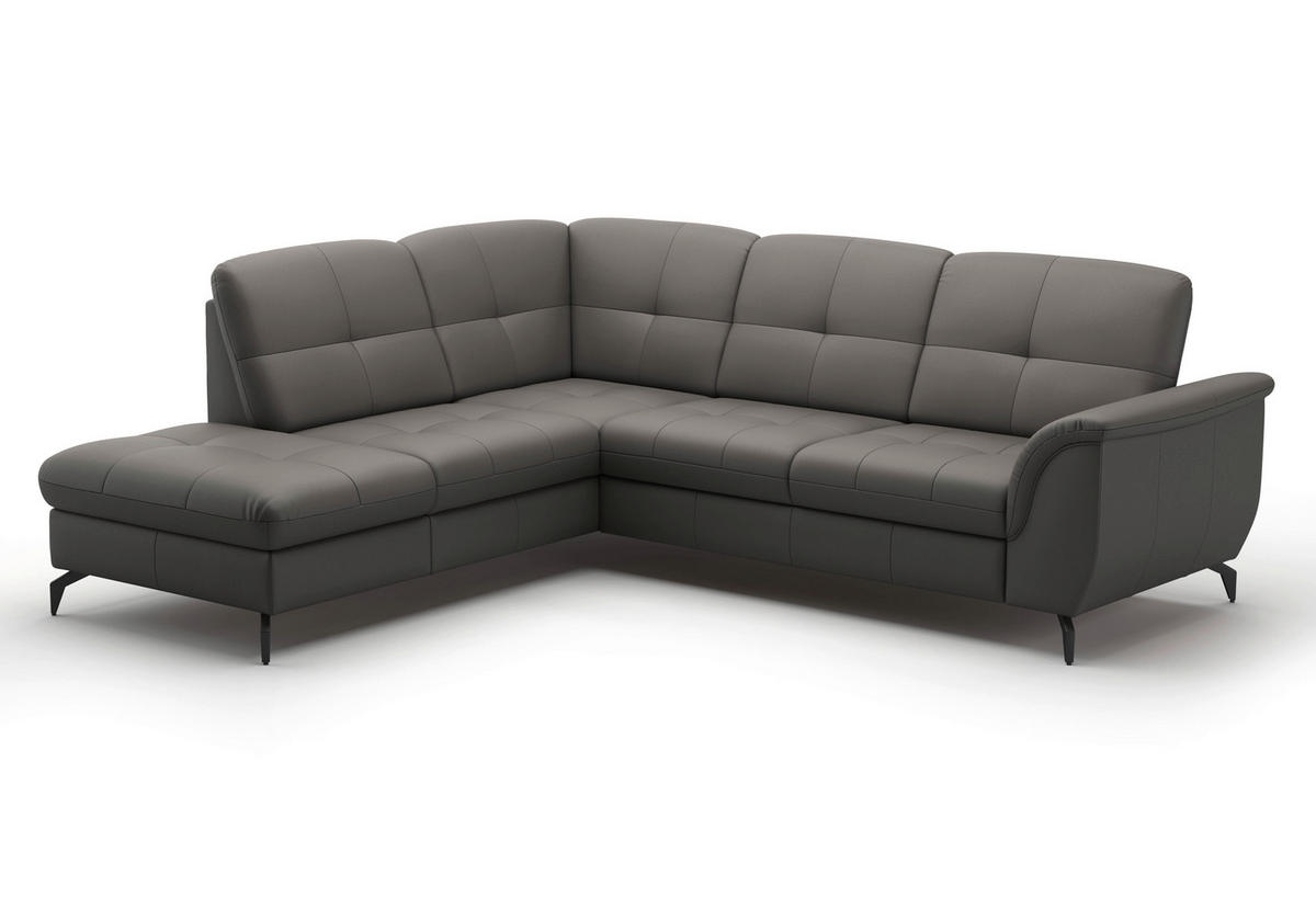 ECKSOFA in Vliesstoff Kombination Echtleder/Stoff Mokka  - Schwarz/Mokka, Modern, Leder/Textil (212/244cm) - Sit & More