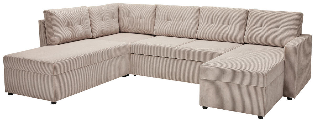 WOHNLANDSCHAFT in Cord Taupe  - Taupe/Schwarz, Konventionell, Kunststoff/Textil (155/293/126cm) - Ti'me