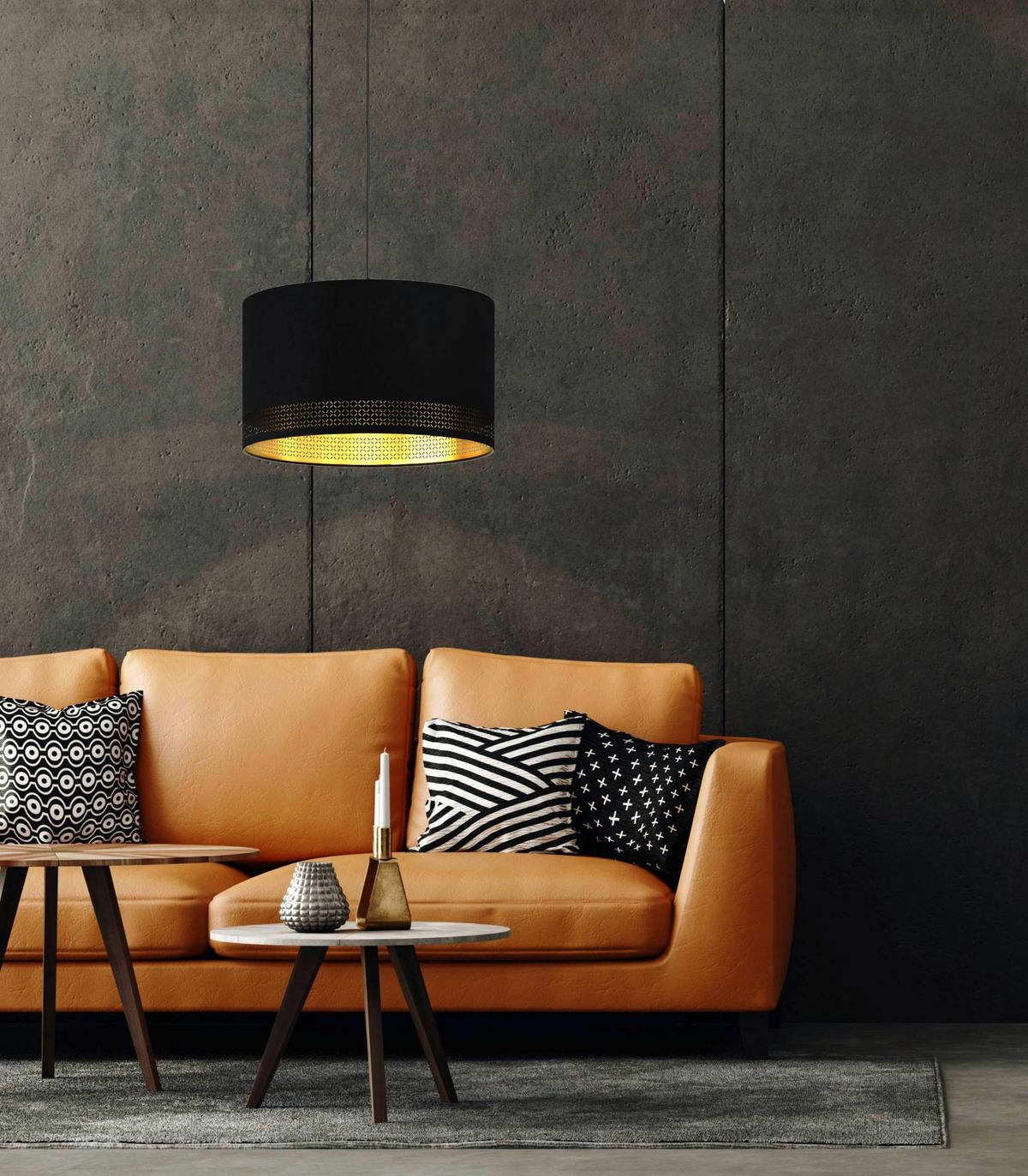 HÄNGELEUCHTE 38/110 cm    - Goldfarben/Schwarz, Design, Textil/Metall (38/110cm) - Eglo