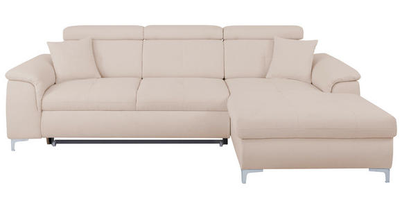 ECKSOFA  in Flachgewebe Creme  - Chromfarben/Creme, KONVENTIONELL, Textil/Metall (268/175cm) - Carryhome