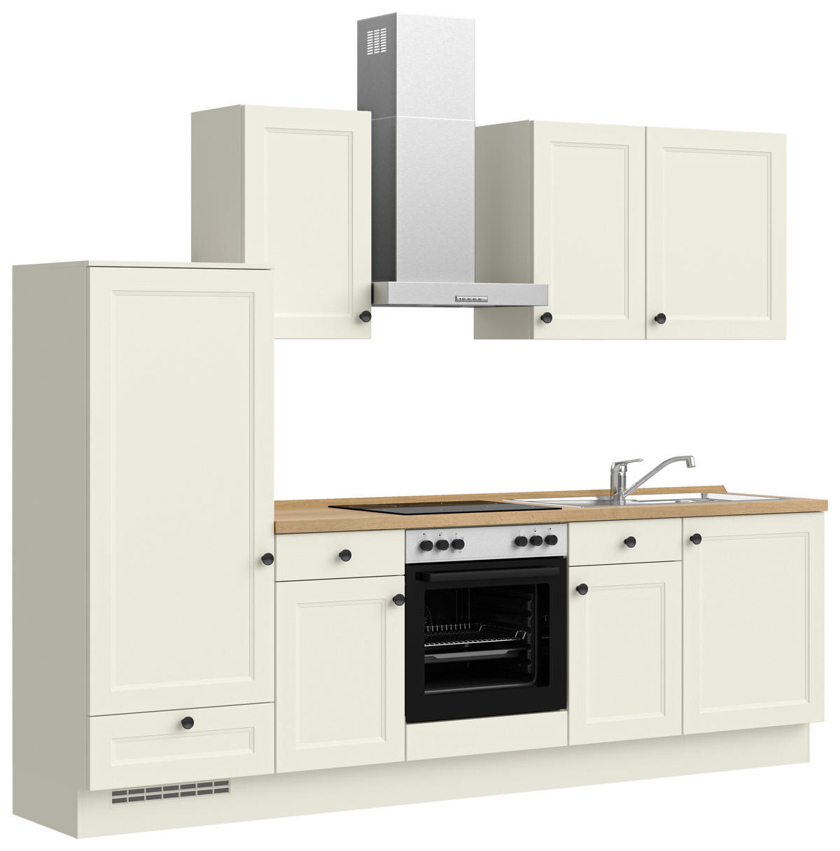 KÜCHENBLOCK Cascada 270 cm  in Weiß, Eichefarben  - Eichefarben/Schwarz, MODERN, Holzwerkstoff/Metall (270cm) - Nobilia