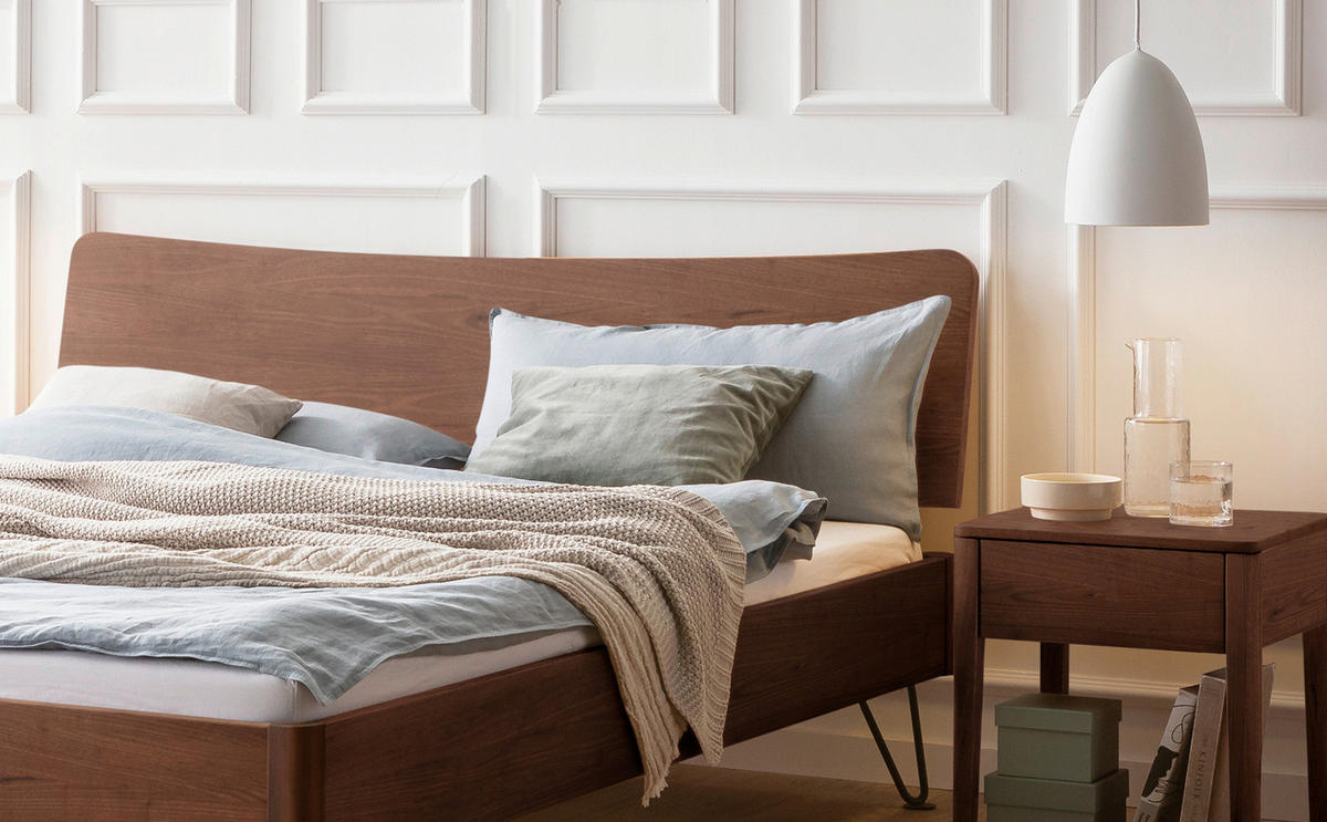 BETT 140/200 cm  in Anthrazit, Nussbaumfarben  - Anthrazit/Nussbaumfarben, Design, Holz/Metall (140/200cm) - Hasena