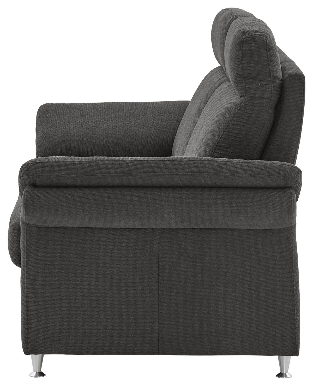 2-SITZER-SOFA Flachgewebe Anthrazit  - Anthrazit/Alufarben, MODERN, Textil/Metall (156/103/89cm) - Pure Home Comfort