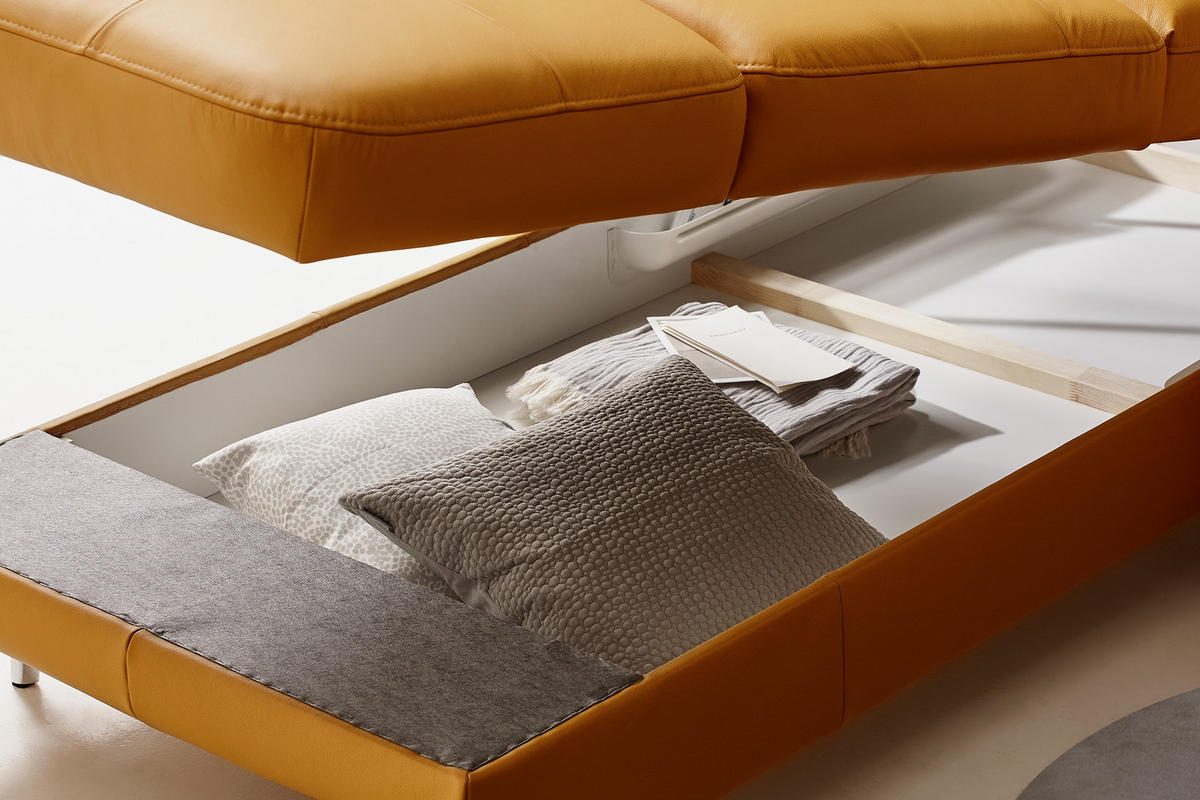 ECKSOFA Gelb Echtleder  - Chromfarben/Gelb, Design, Leder/Metall (220/270cm) - Novel