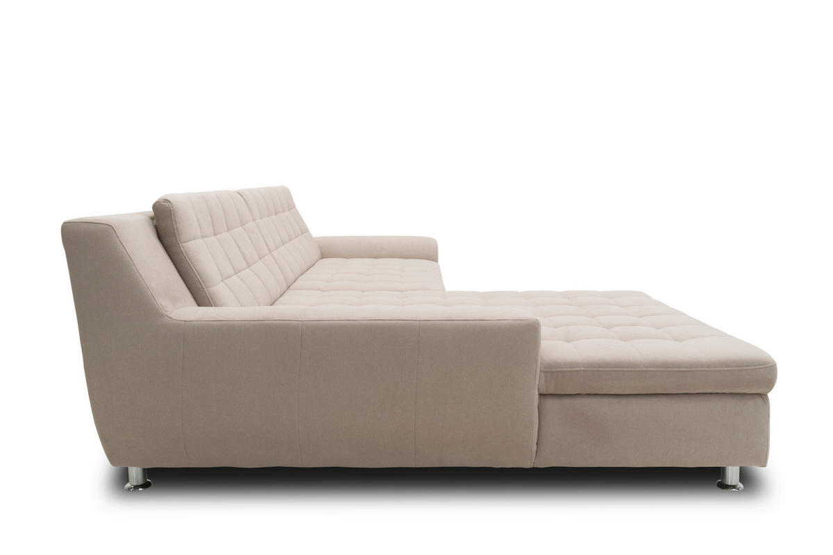 ECKSOFA MORTON Taupe Mikrofaser  - Taupe/Chromfarben, MODERN, Textil/Metall (304/200/84cm) - MID.YOU
